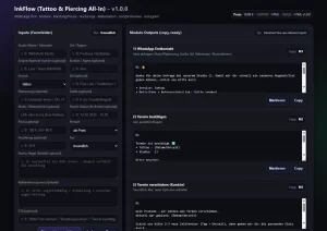 InkFlowfür Tattoo & PiercingstudiosWhatsApp, Preise & Kundenkommunikation automatisieren